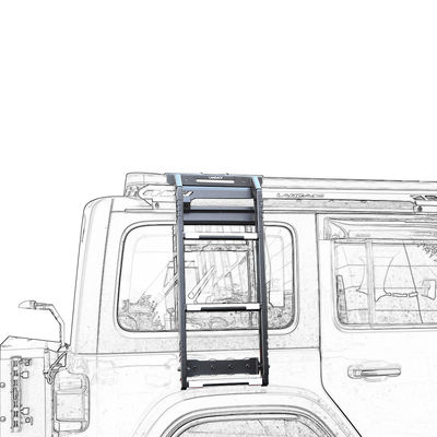 Jeep Wrangler JL JK 3 Steps Ladder with Roof Rack Side Mounting and Powder Coated Finish