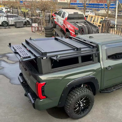 Black Toyota Tundra Pickup Bed Cover with Trunk Mount and Aluminium Construction