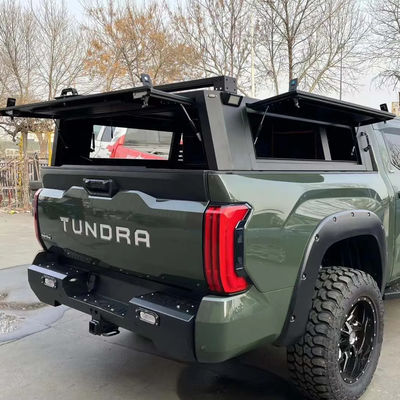 Black Toyota Tundra Pickup Bed Cover with Trunk Mount and Aluminium Construction