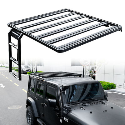Jeep Cherokee Jl Silver Black Roof Rack with Extended Ladders and Functional Cargo Basket