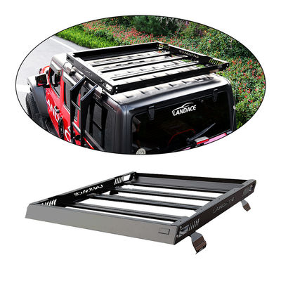 Car Roof Rack Basket with Side Ladder in Black Aluminium Alloy OEM Service Accepted