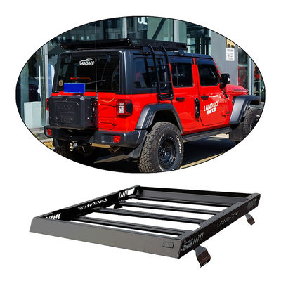 Car Roof Rack Basket with Side Ladder in Black Aluminium Alloy OEM Service Accepted