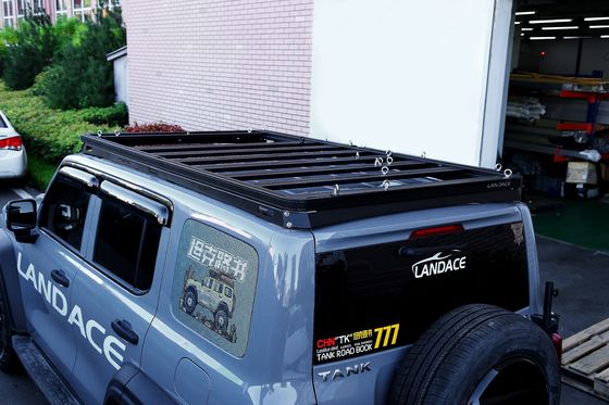 Landace Logo 4x4 Vehicle Exterior Accessories Aluminum Wind Fairing Roof Rack Tray Platform Luggage Bracket For Tank 300 BLACK