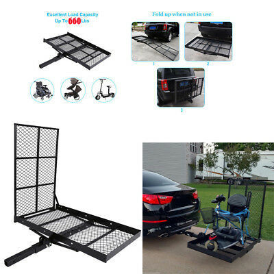 Customized Logo Black Folding Hitch-mounted Basket-style Cargo Carrier for Heavy-duty